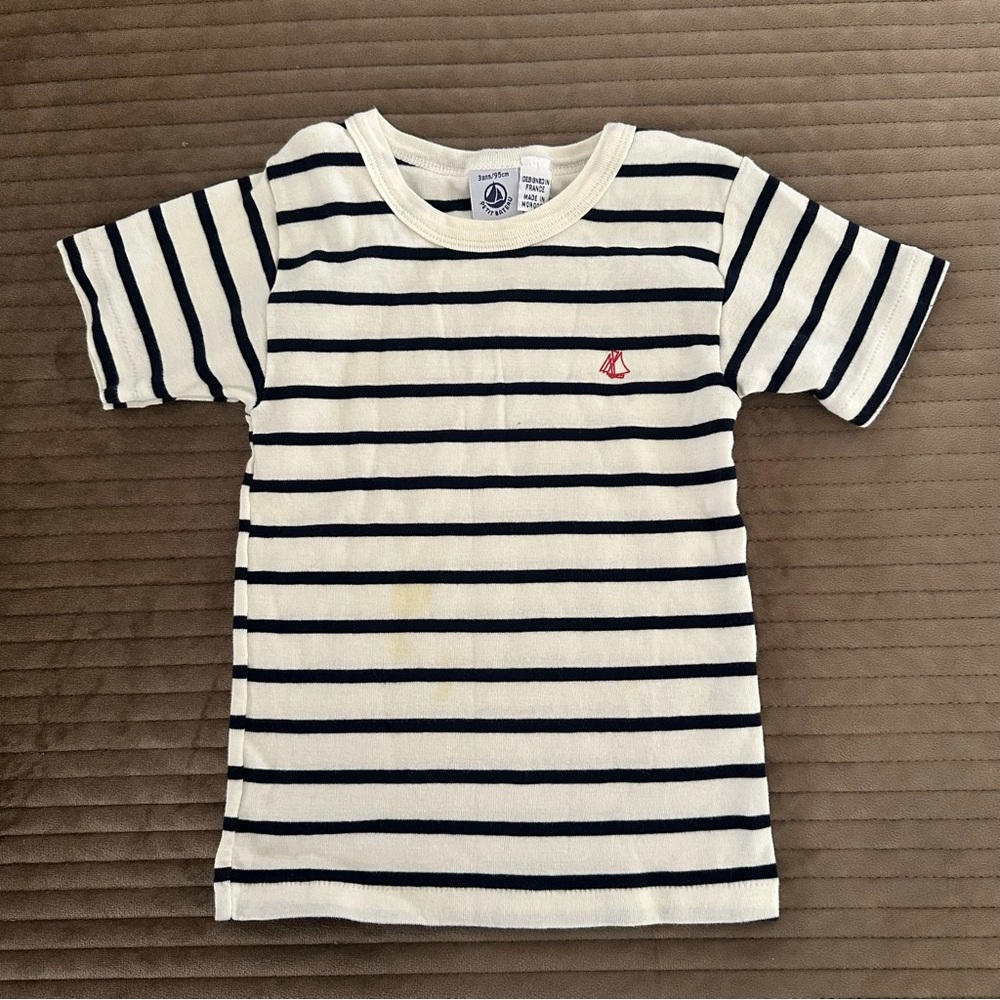 Petite Bateau Navy Blue Striped Tee Shirt